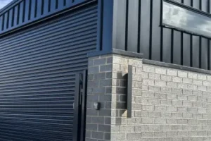 Modern Black Monopitch Colorbond Shed Roller Door